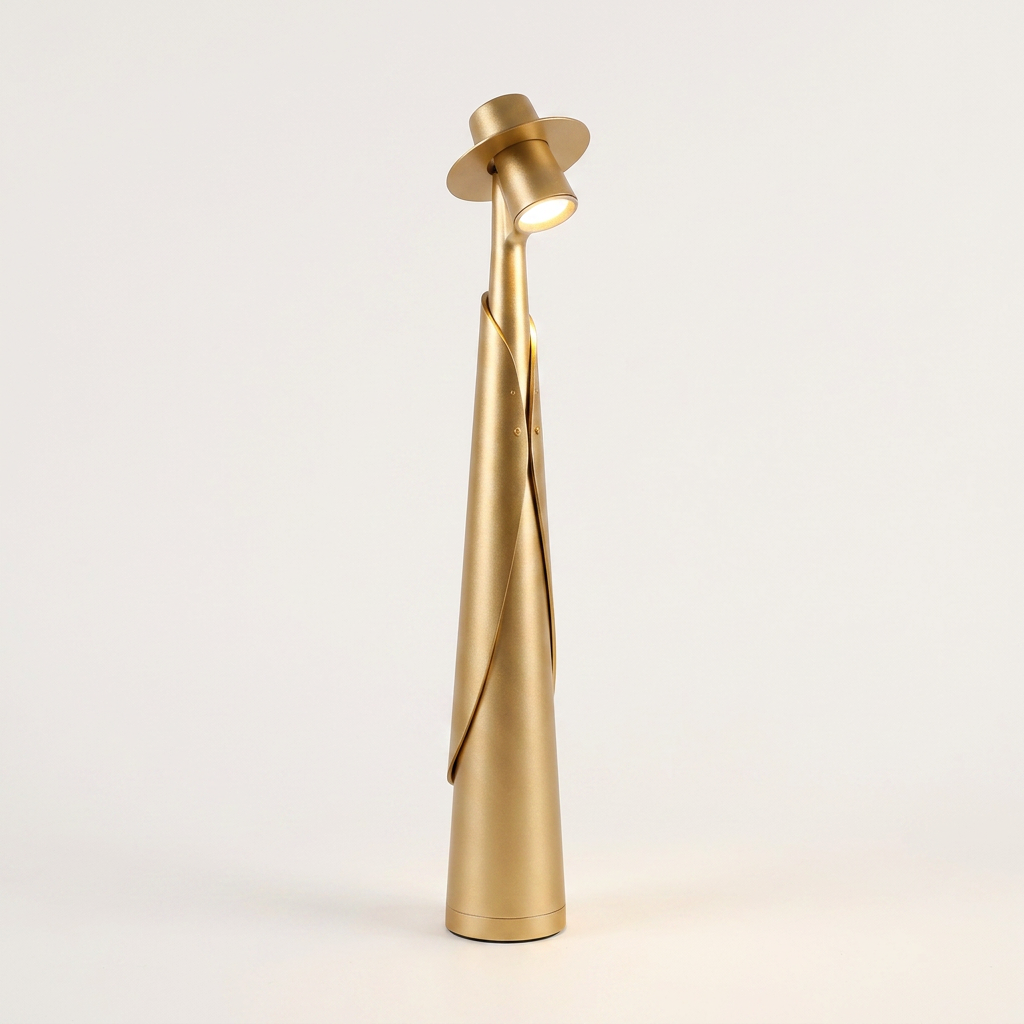 Artistic LED Hat Lamp | Rechargeable Touch-Control Cordless Desk Light | Modern Sculptural Design