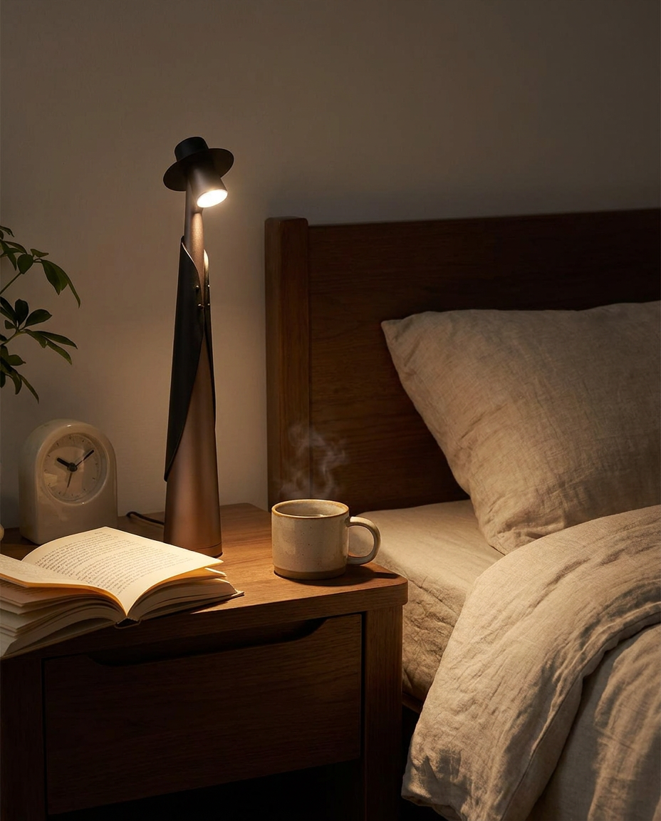 Artistic LED Hat Lamp | Rechargeable Touch-Control Cordless Desk Light | Modern Sculptural Design