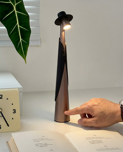Artistic LED Hat Lamp | Rechargeable Touch-Control Cordless Desk Light | Modern Sculptural Design