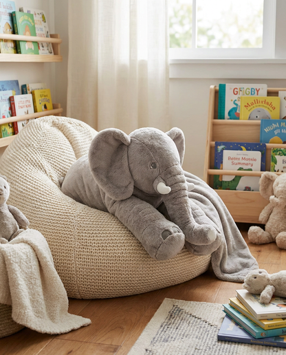 Cozy Companion | Plush Elephant Pillow with Super-Soft Material | Ideal Cushion for Kids' Relaxation