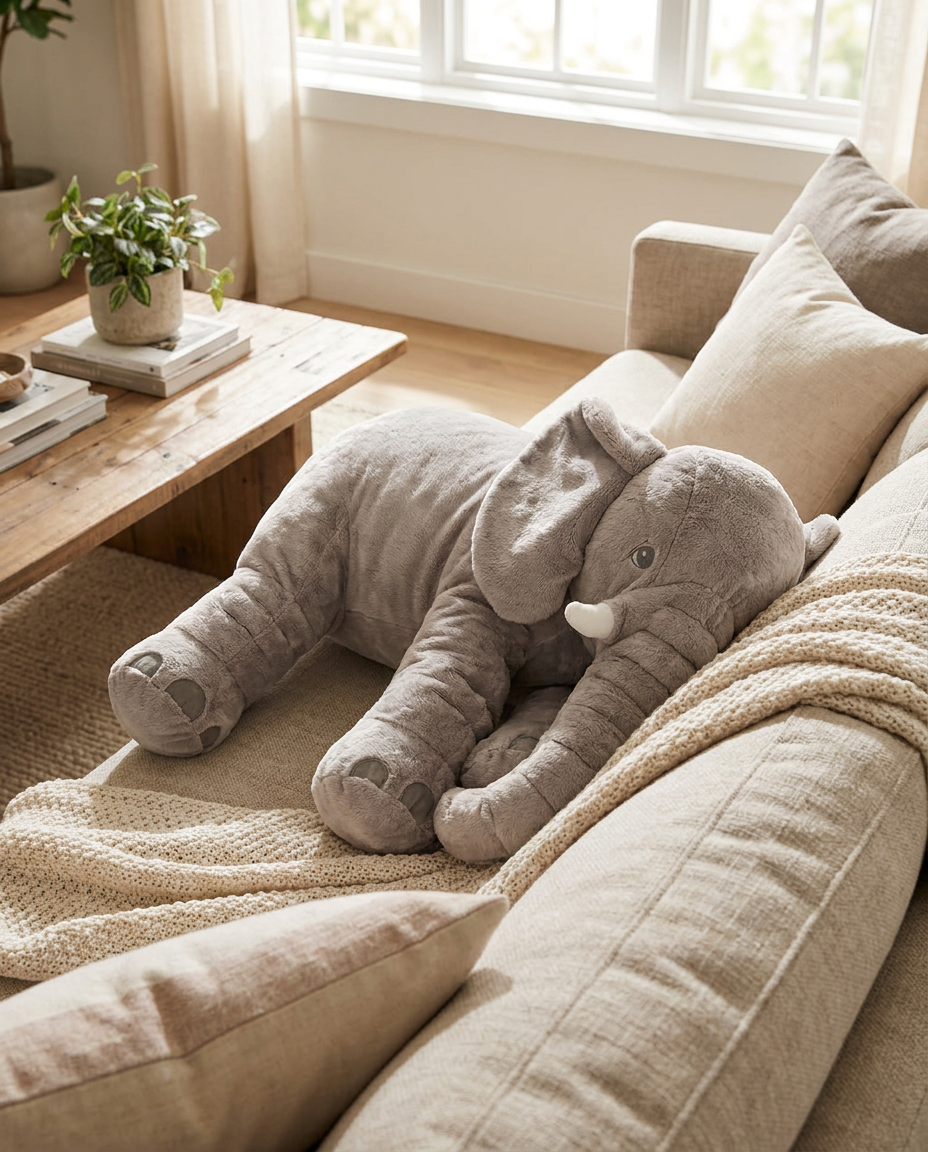 Cozy Companion | Plush Elephant Pillow with Super-Soft Material | Ideal Cushion for Kids' Relaxation