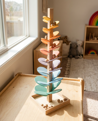 Colorful Wooden Marble Run Toy with Sound Features | Eco-Friendly Learning for Kids