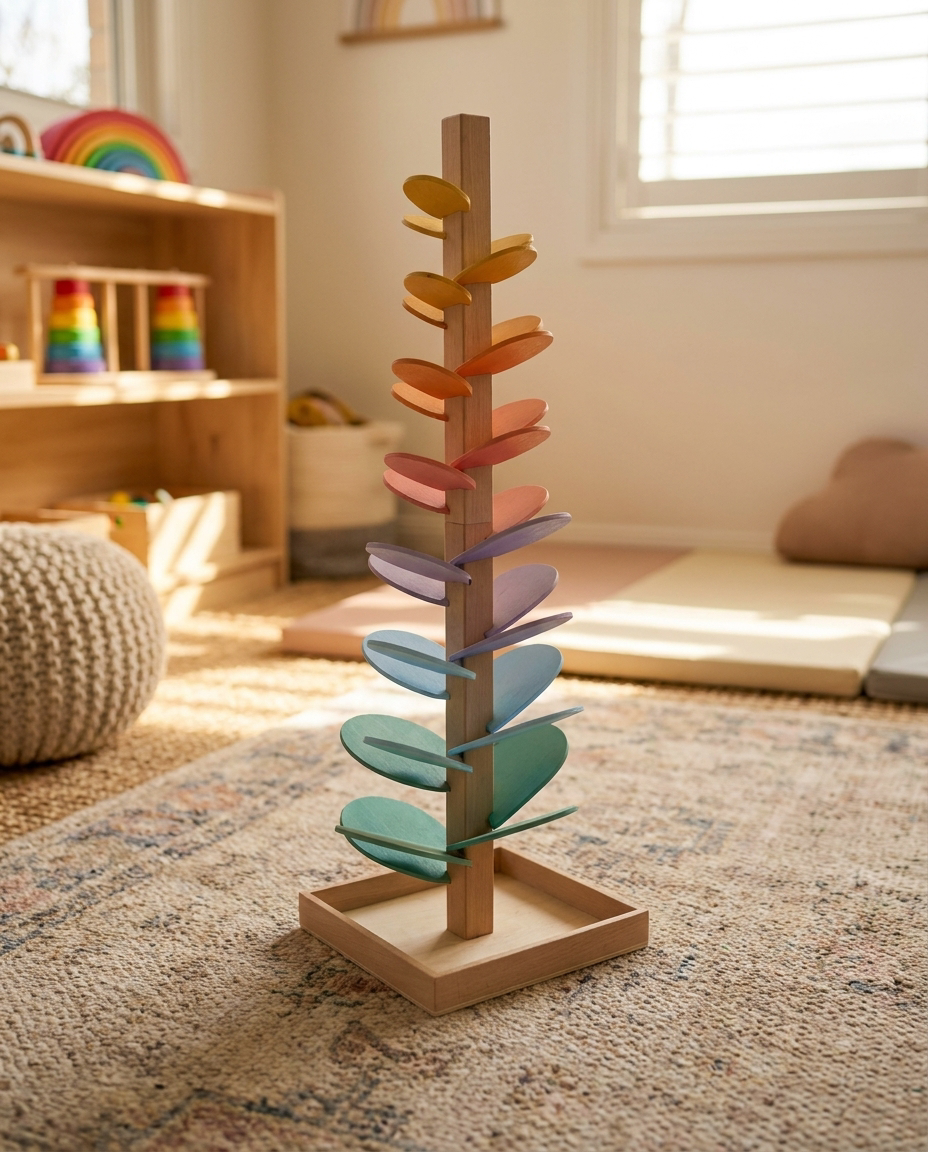 Colorful Wooden Marble Run Toy with Sound Features | Eco-Friendly Learning for Kids