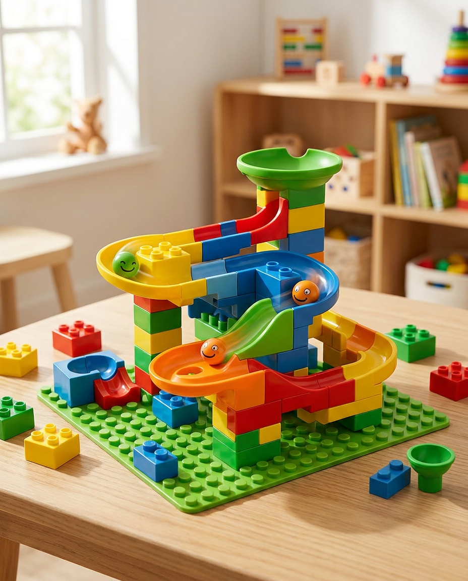 Creative Building Toy | Building Blocks Marble Run with Colorful Slides | Engaging Learning Experience for Kids