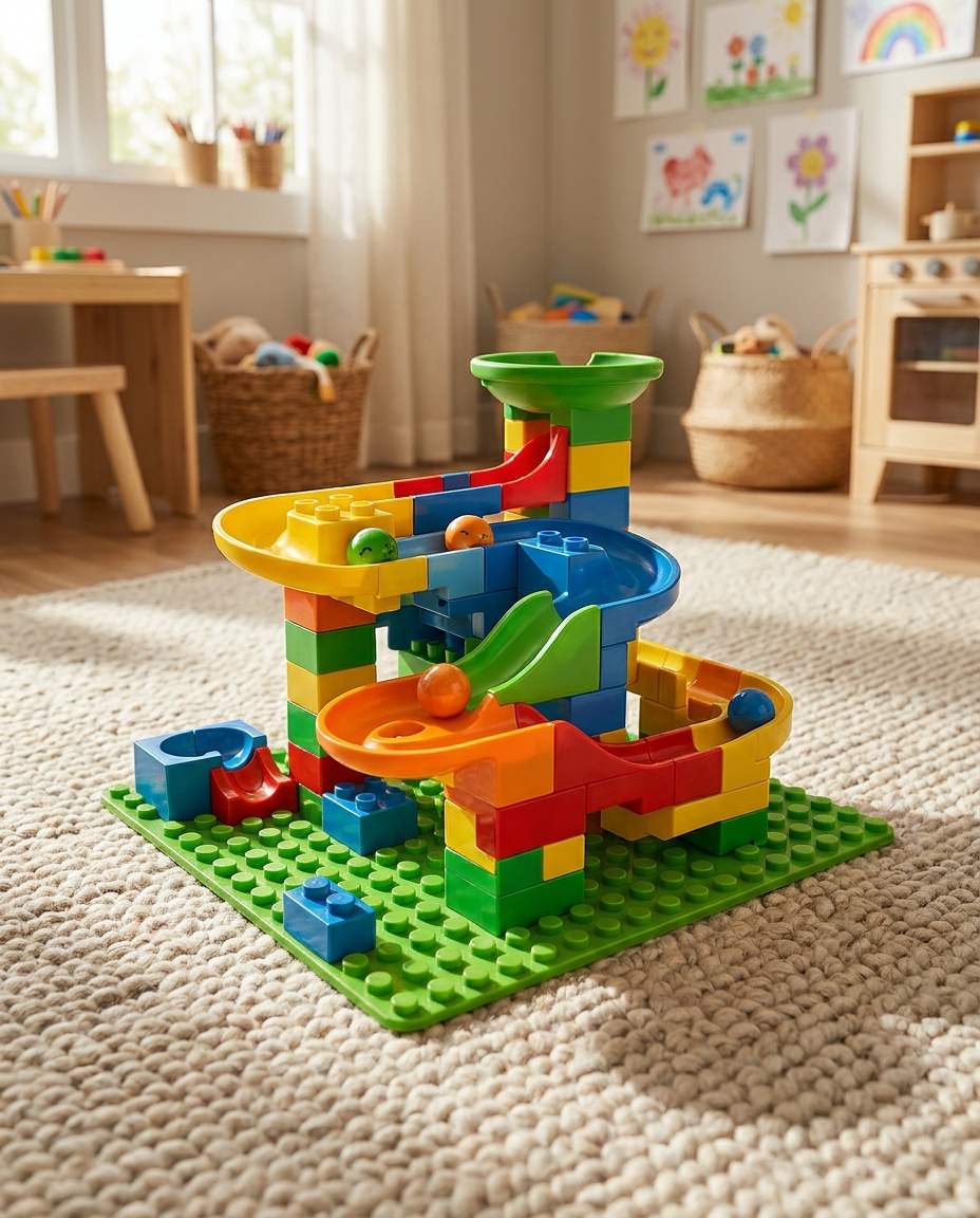 Creative Building Toy | Building Blocks Marble Run with Colorful Slides | Engaging Learning Experience for Kids