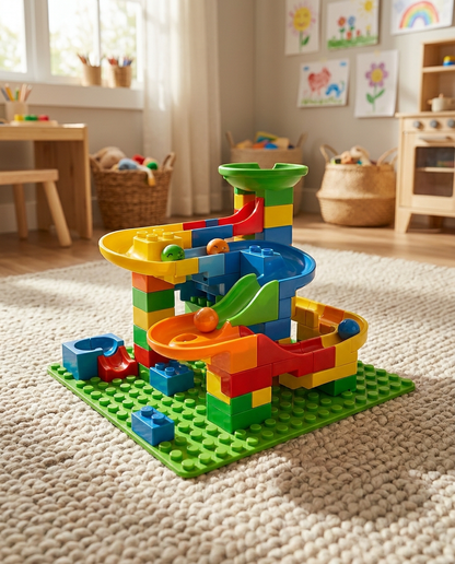 Creative Building Toy | Building Blocks Marble Run with Colorful Slides | Engaging Learning Experience for Kids