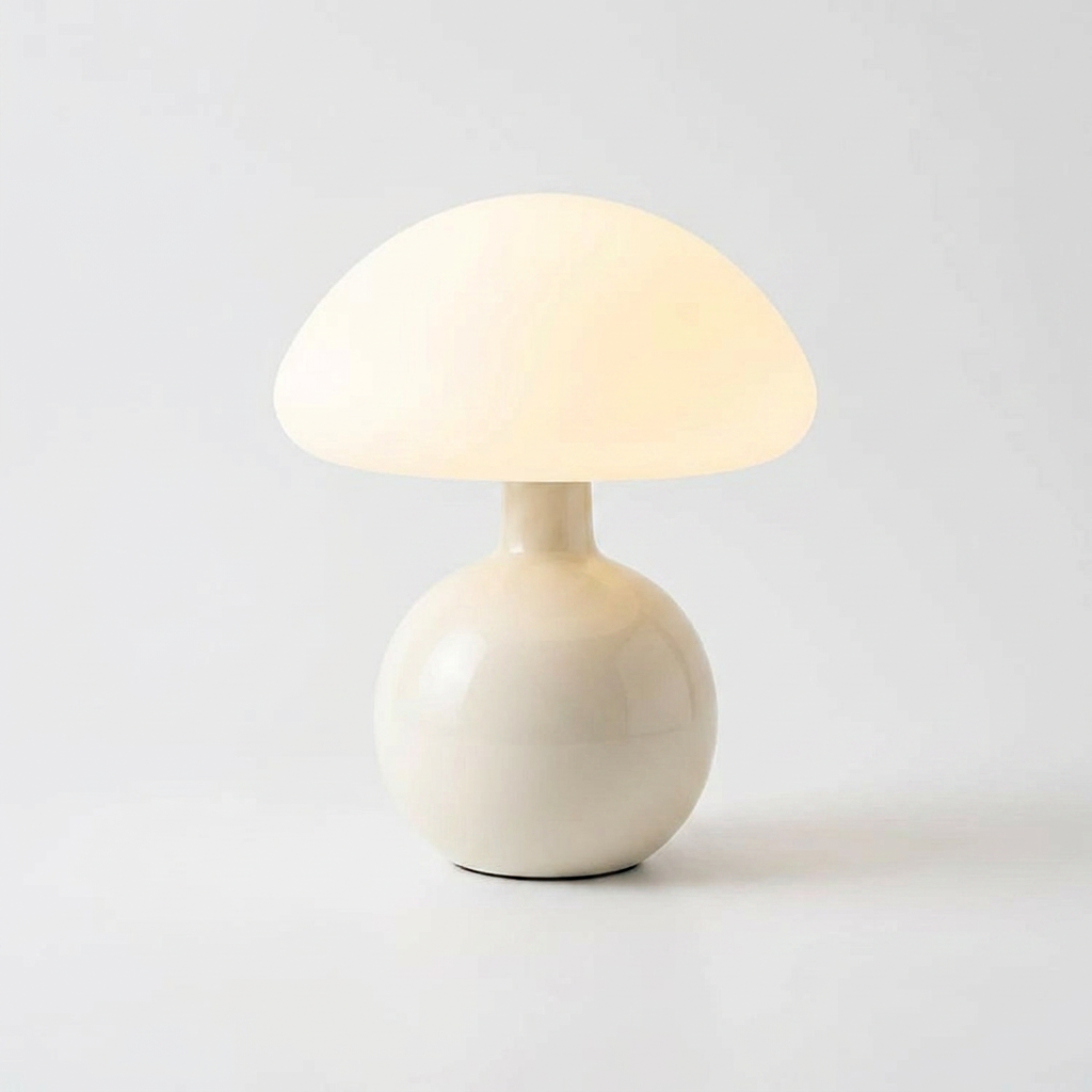 Elegant Mushroom Table Lamp - White