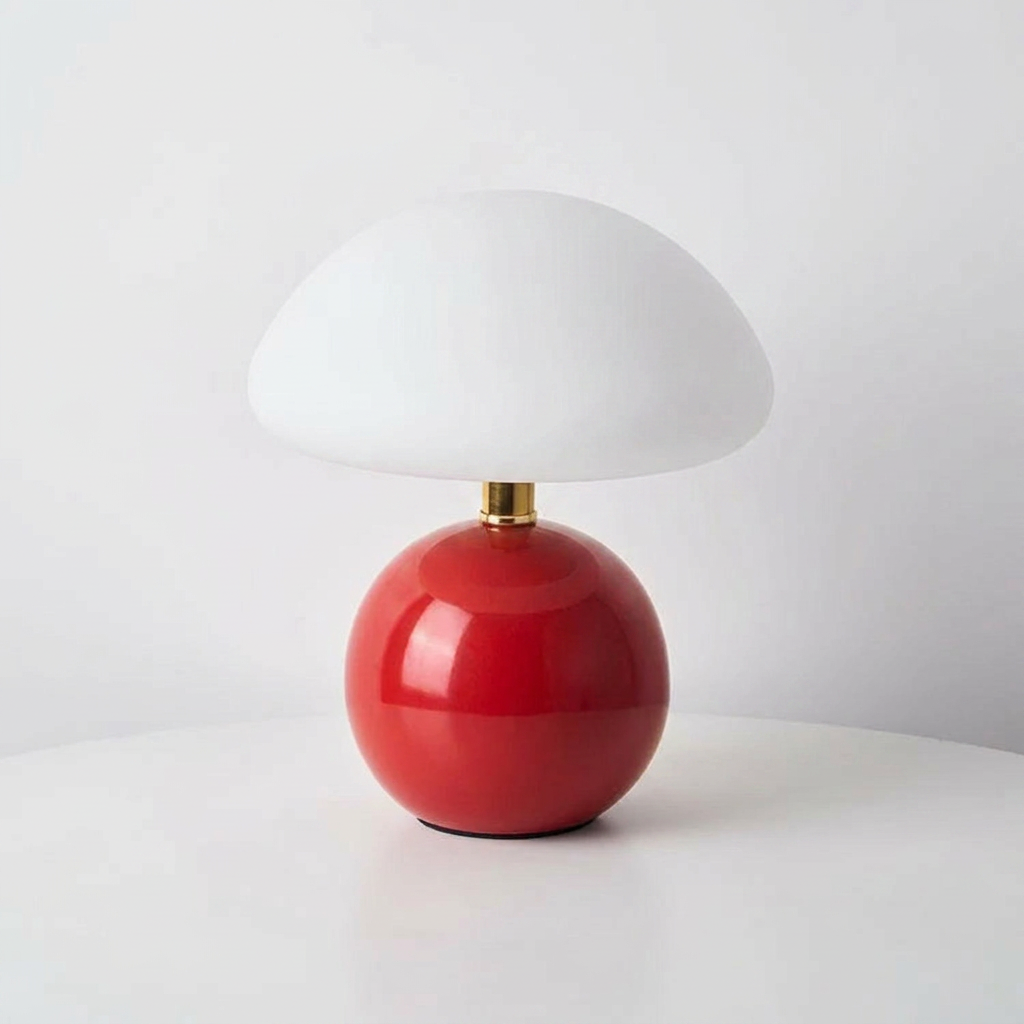 Elegant Mushroom Table Lamp - Red