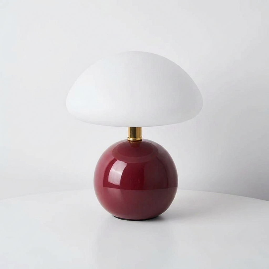 Elegant Mushroom Table Lamp - Wine Red