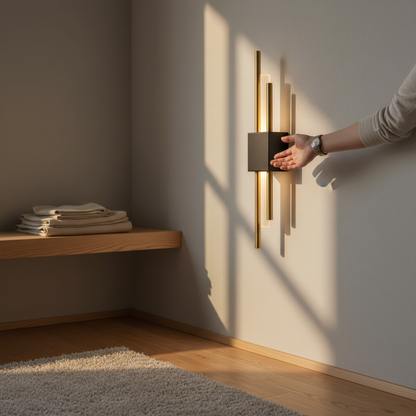 Glitch Wall Light Sconce Black & Gold — in use