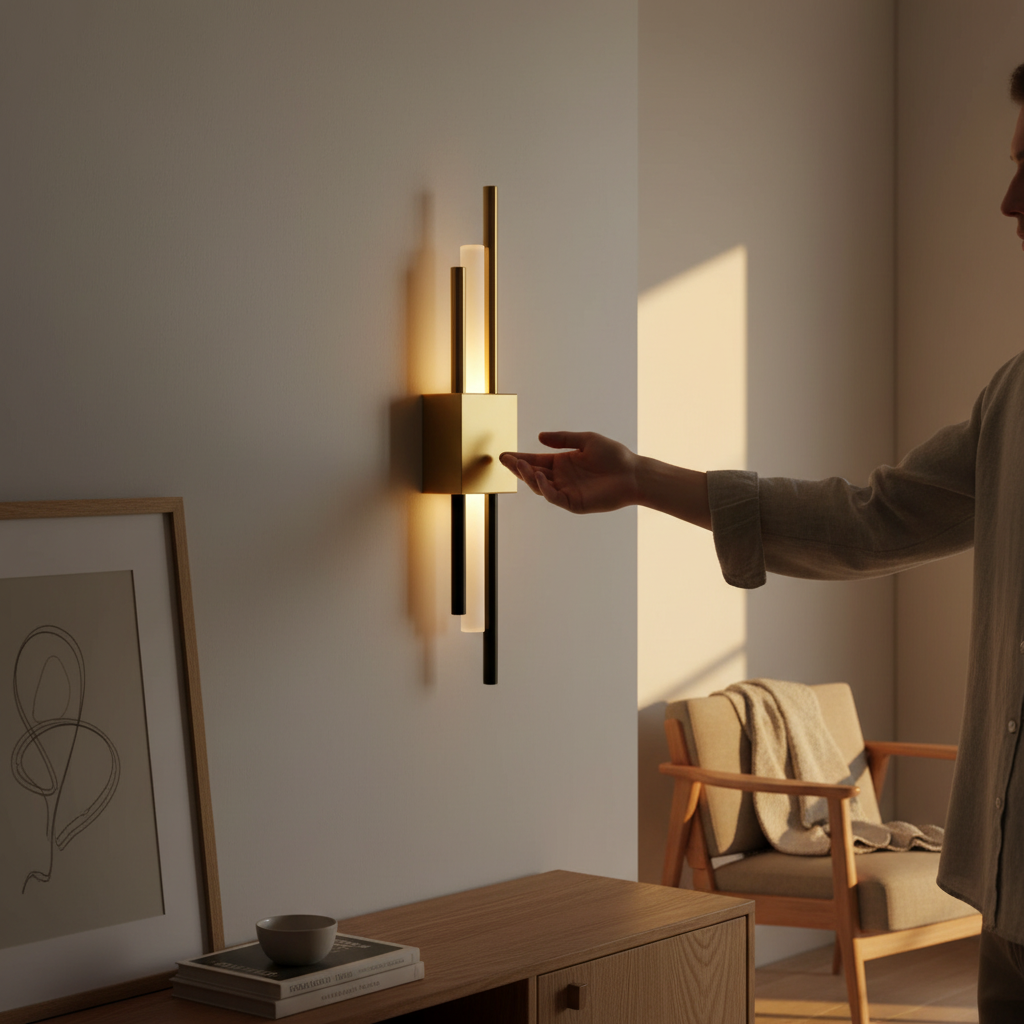 Glitch Wall Light Sconce Gold & Black — in use