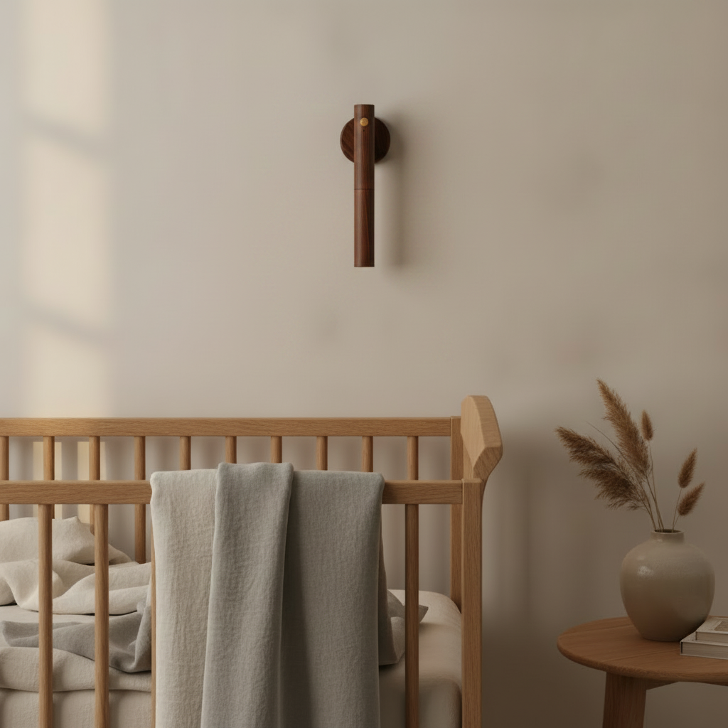 USB Rechargeable Wall Light Dark Wood — nursery lifestyle