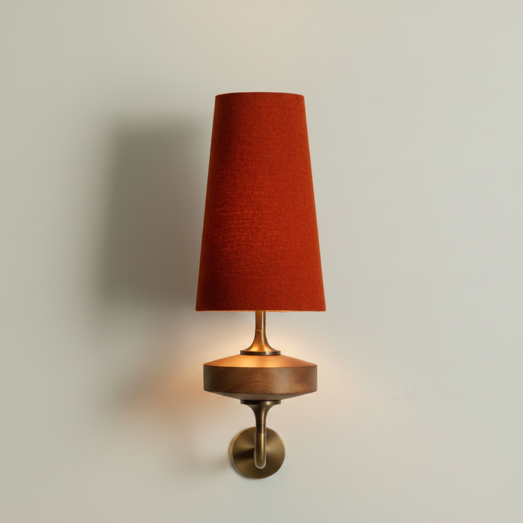 Vintage Fabric Tapered Wall Sconce Single Terracotta Red — hero
