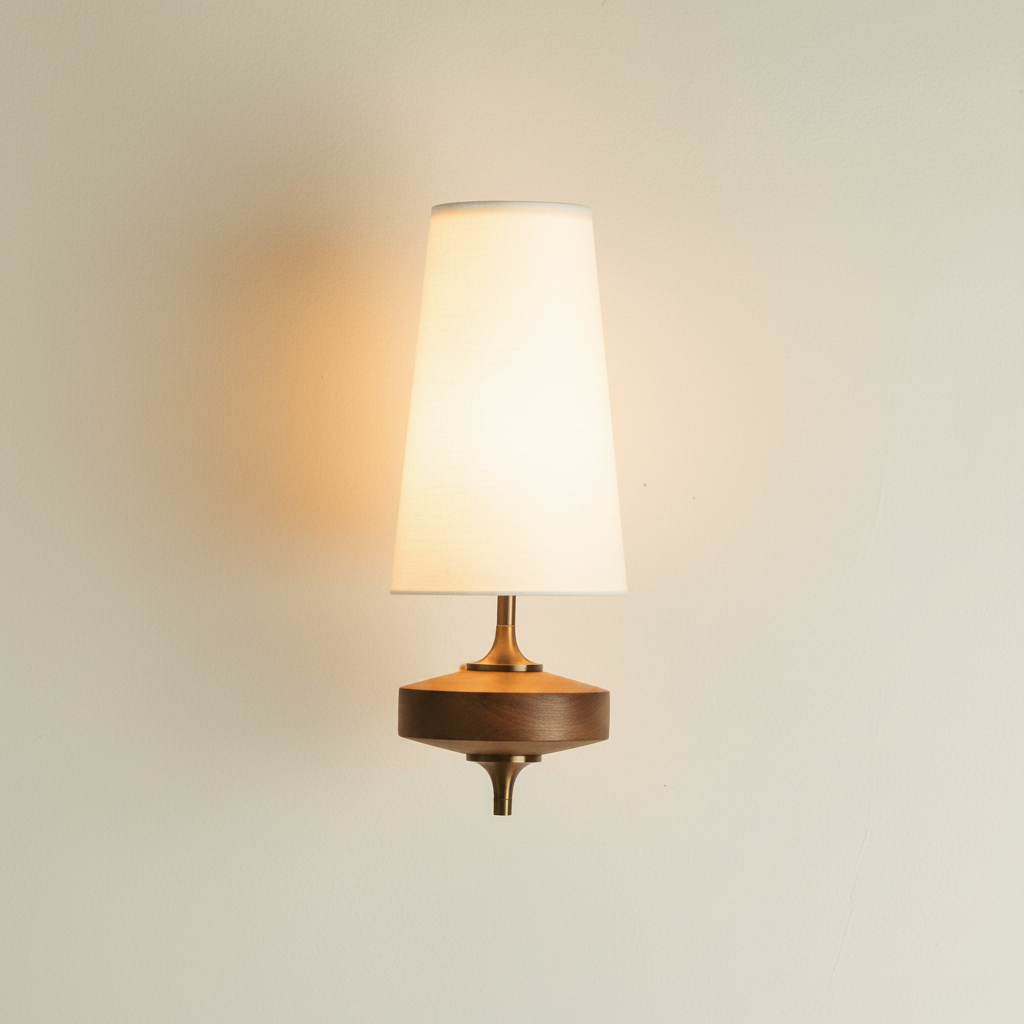 Vintage Fabric Tapered Wall Sconce — front view for dimensions