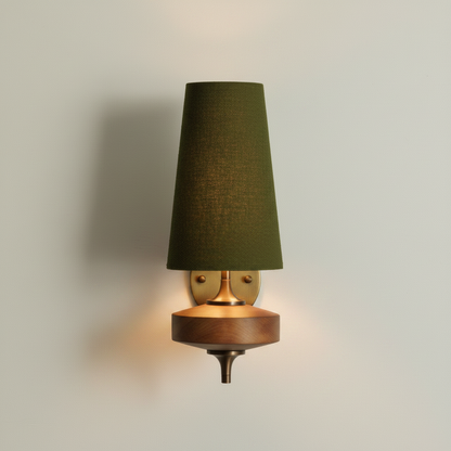 Vintage Fabric Tapered Wall Sconce Single Forest Green — hero