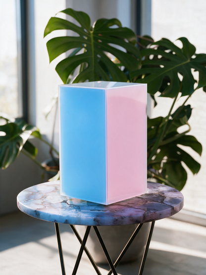 Lumen smart LED lamp in daylight showing acrylic shade