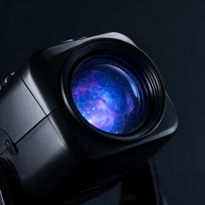 Nova galaxy projector glowing lens detail close-up