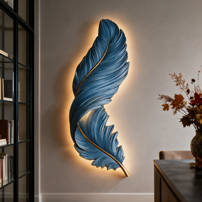 Plume feather LED wall lamp in living room