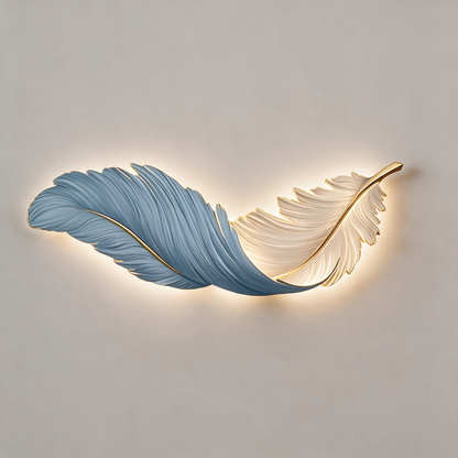 Plume feather LED wall lamp blue white colour
