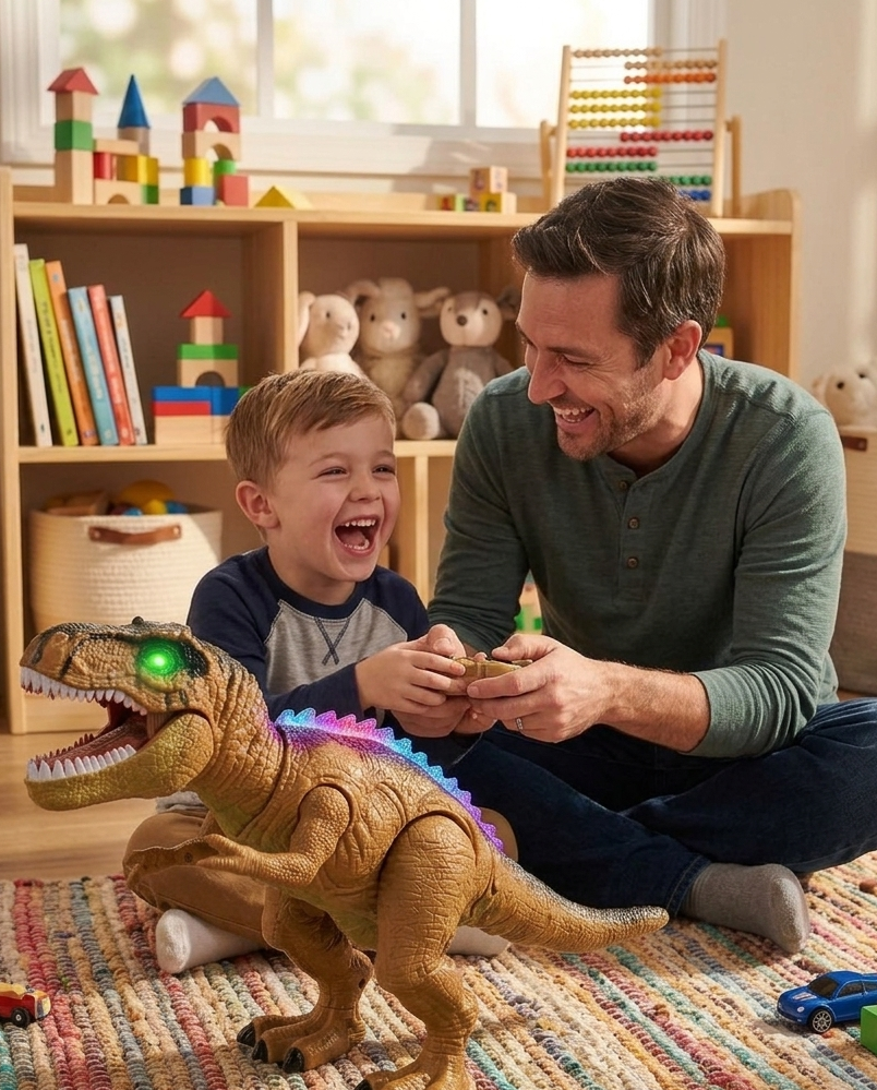 Dino Explorer | Remote Control Dinosaur Toy with LED Lights & Roaring Sounds | Interactive Play for Kids