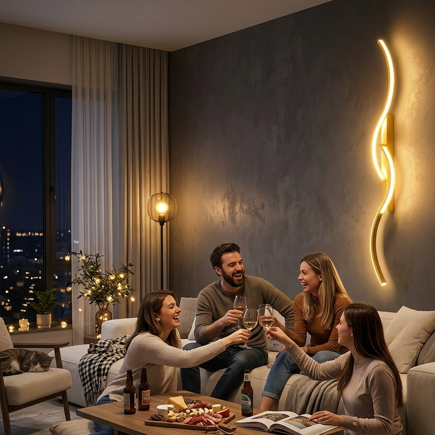 Curved Wall Light | Modern Sconce Light with Energy-Efficient LED | Stylish Design for Ambient Illumination