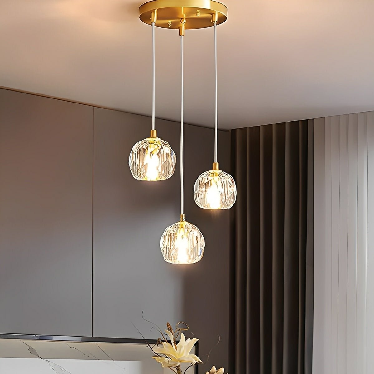 Aurelia Crystal Pendant Light — brass cluster pendant