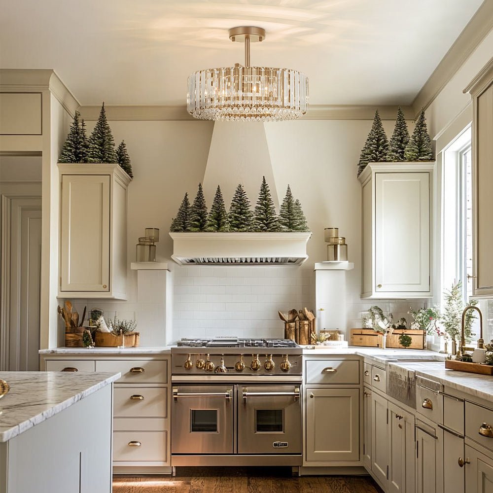 4-Light Crystal Drum Semi Flush Mount — detail