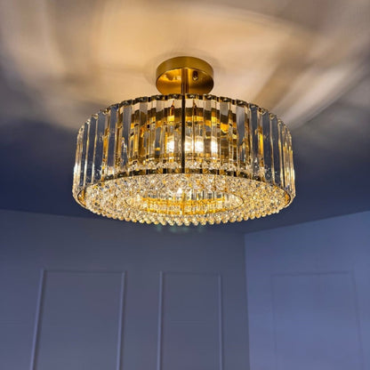 4-Light Crystal Drum Semi Flush Mount — alternate angle