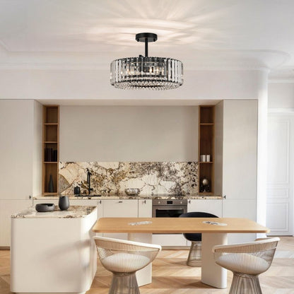 4-Light Crystal Drum Semi Flush Mount Black — lifestyle